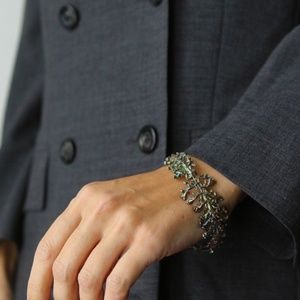 Yarrow leaf bracelet in colored silver